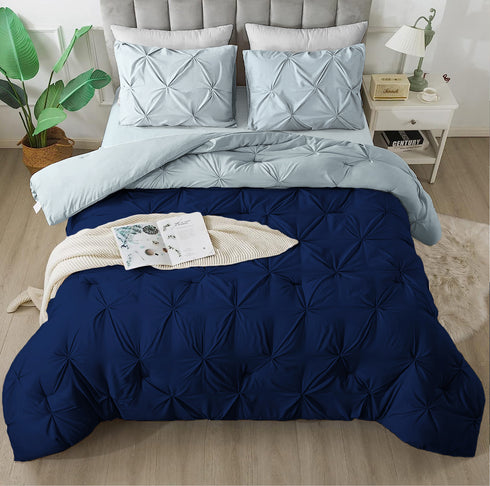 The White Moss Rosalie Reversible Pinch Pleat comforter with 2 pillow covers